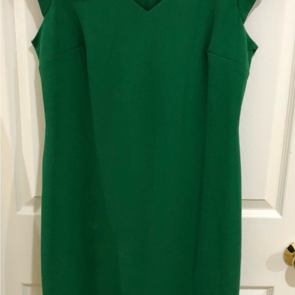 EnFocus Dress WM. Deep Green Stretchy Casual Classic#Puff Sleeves# Size 12. L. - Picture 6 of 15